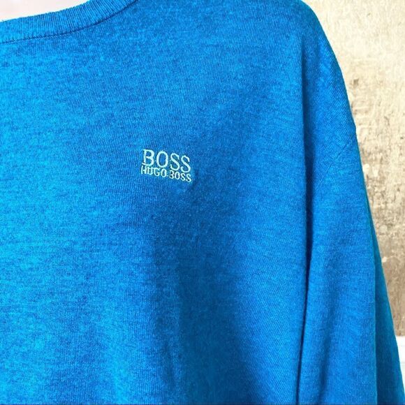 Hugo Boss blue turquoise 100% wool pull on sweater 5XL - Picture 5 of 10